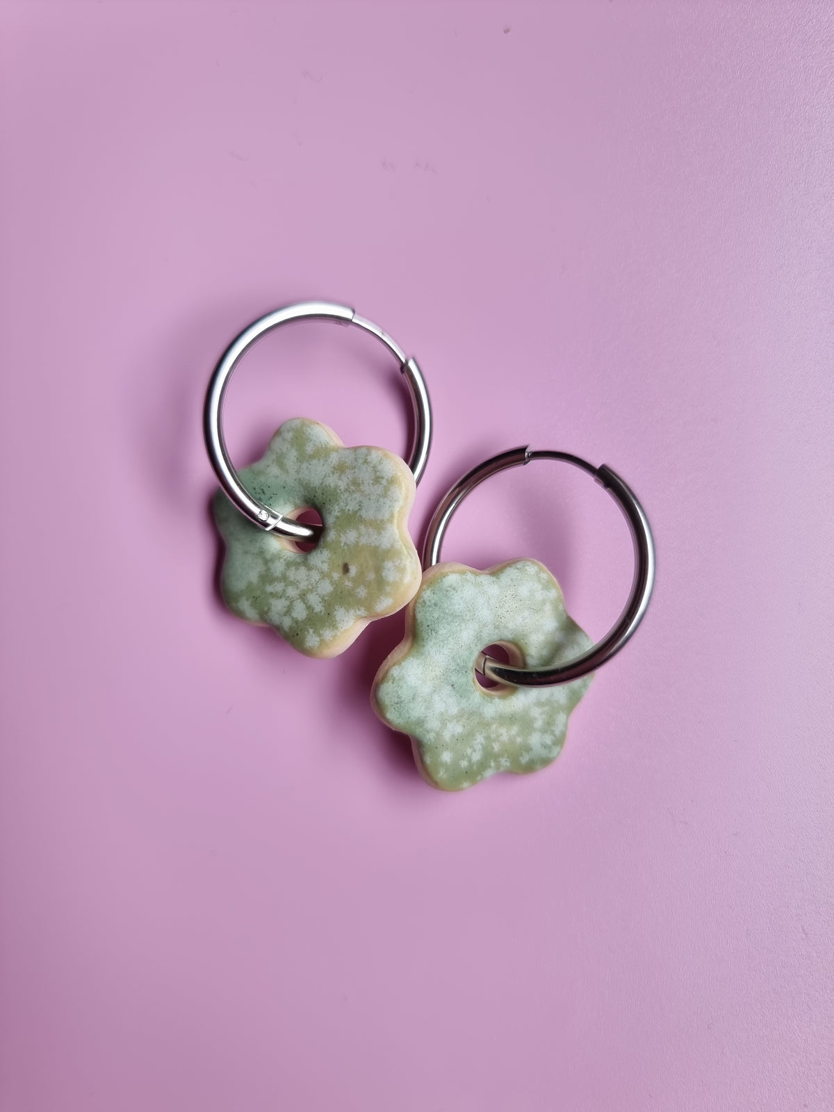 Flower Hoop Earrings - Moss Pond