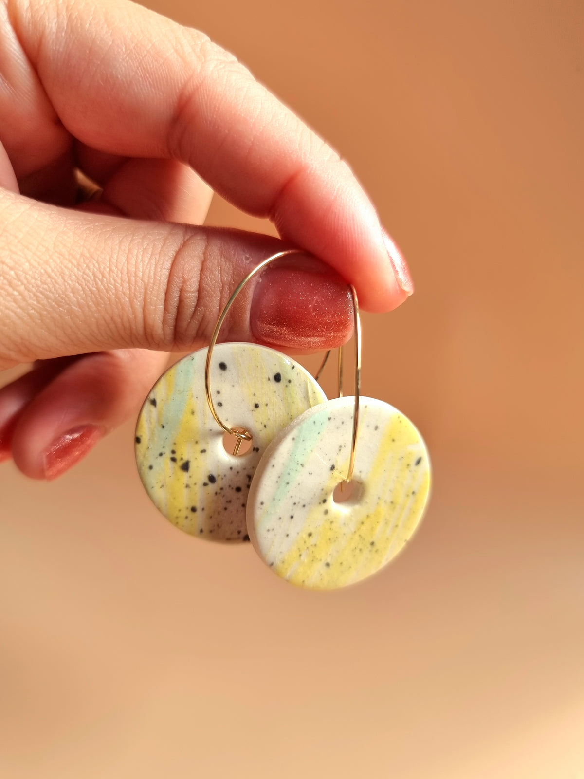 Lemon Sherbert Large Disc Earrings