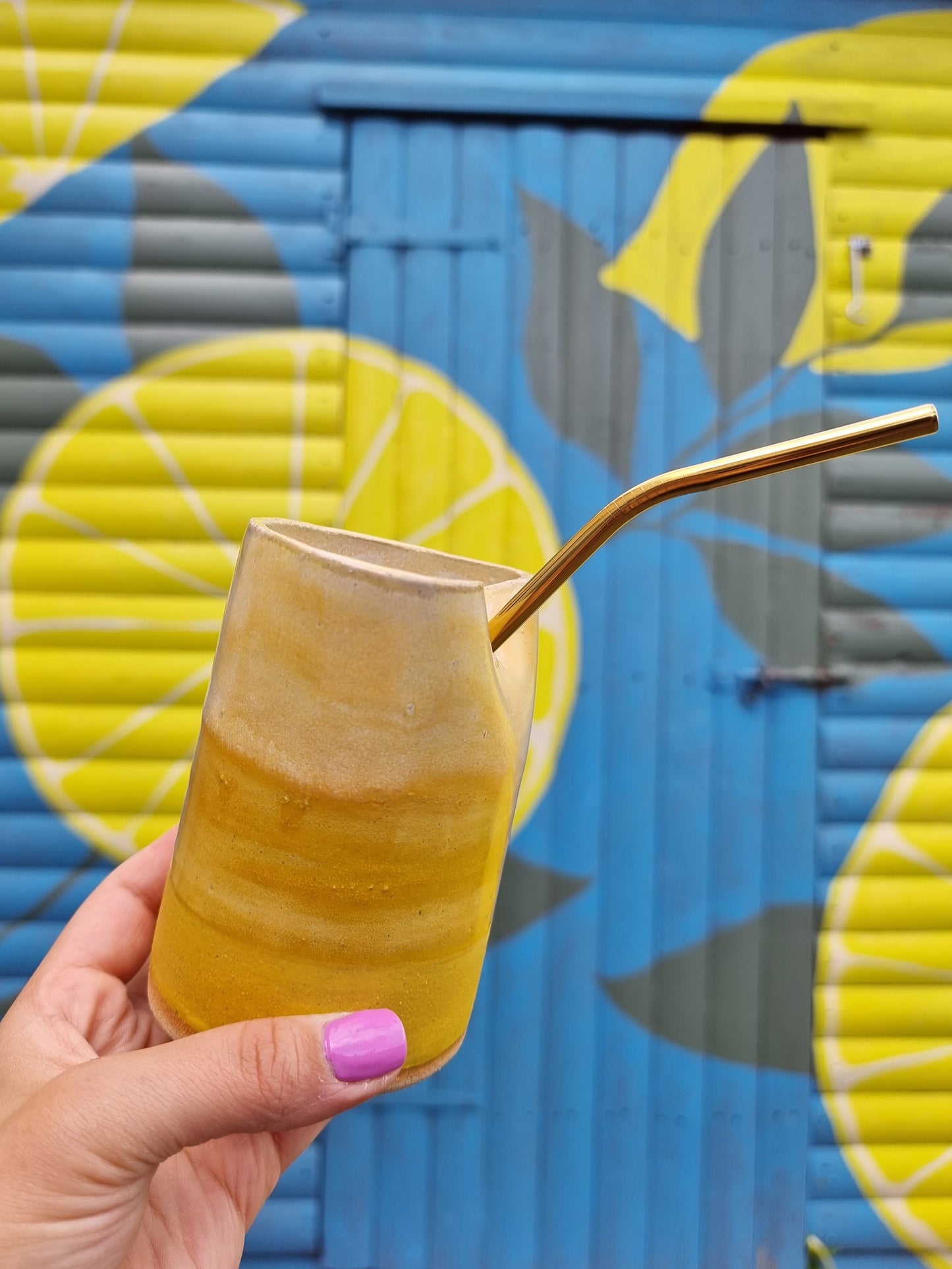 Citrus Lemon Tumbler with Straw