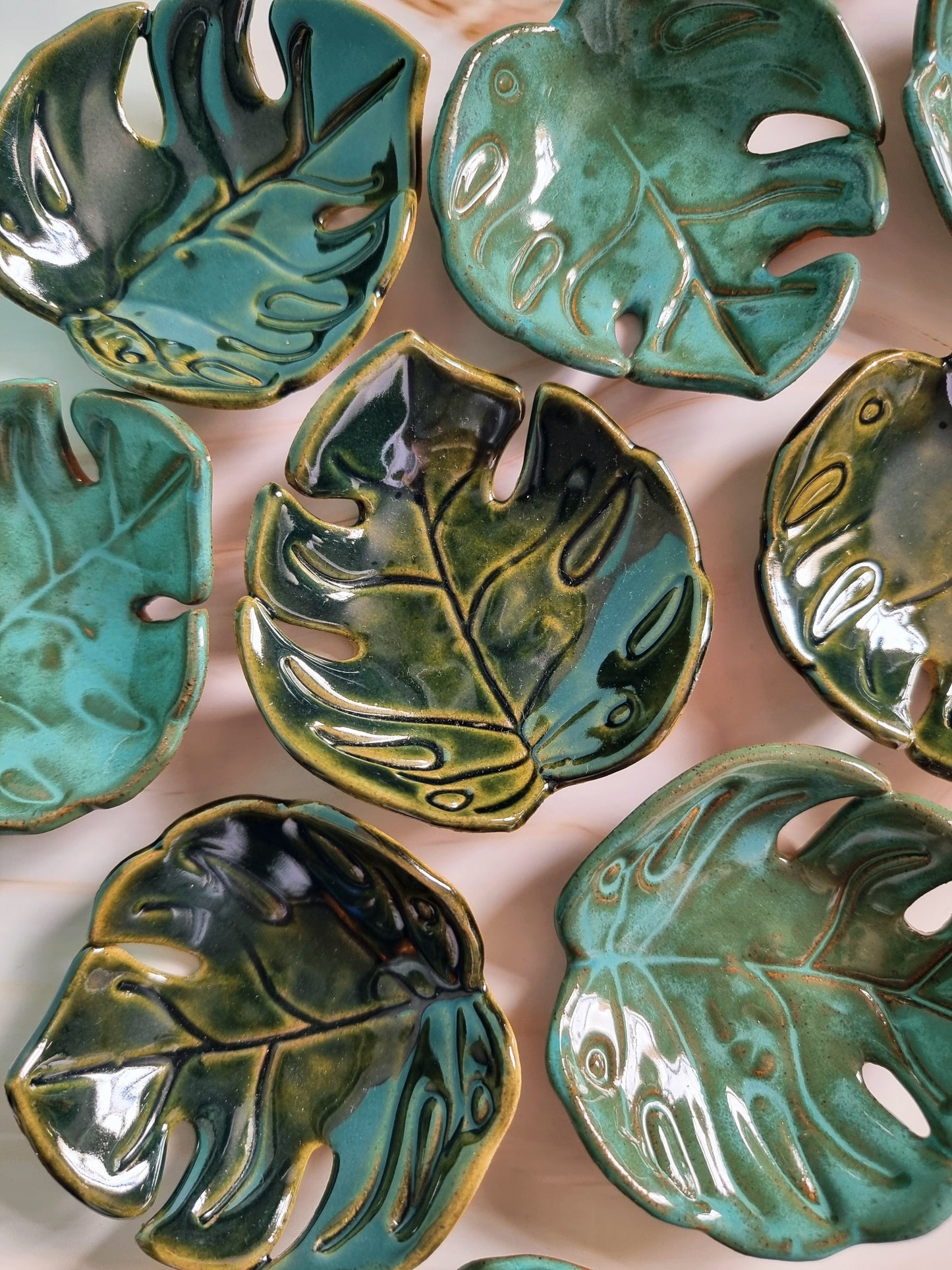 Dark Emerald Leafy Days Trinket Dish