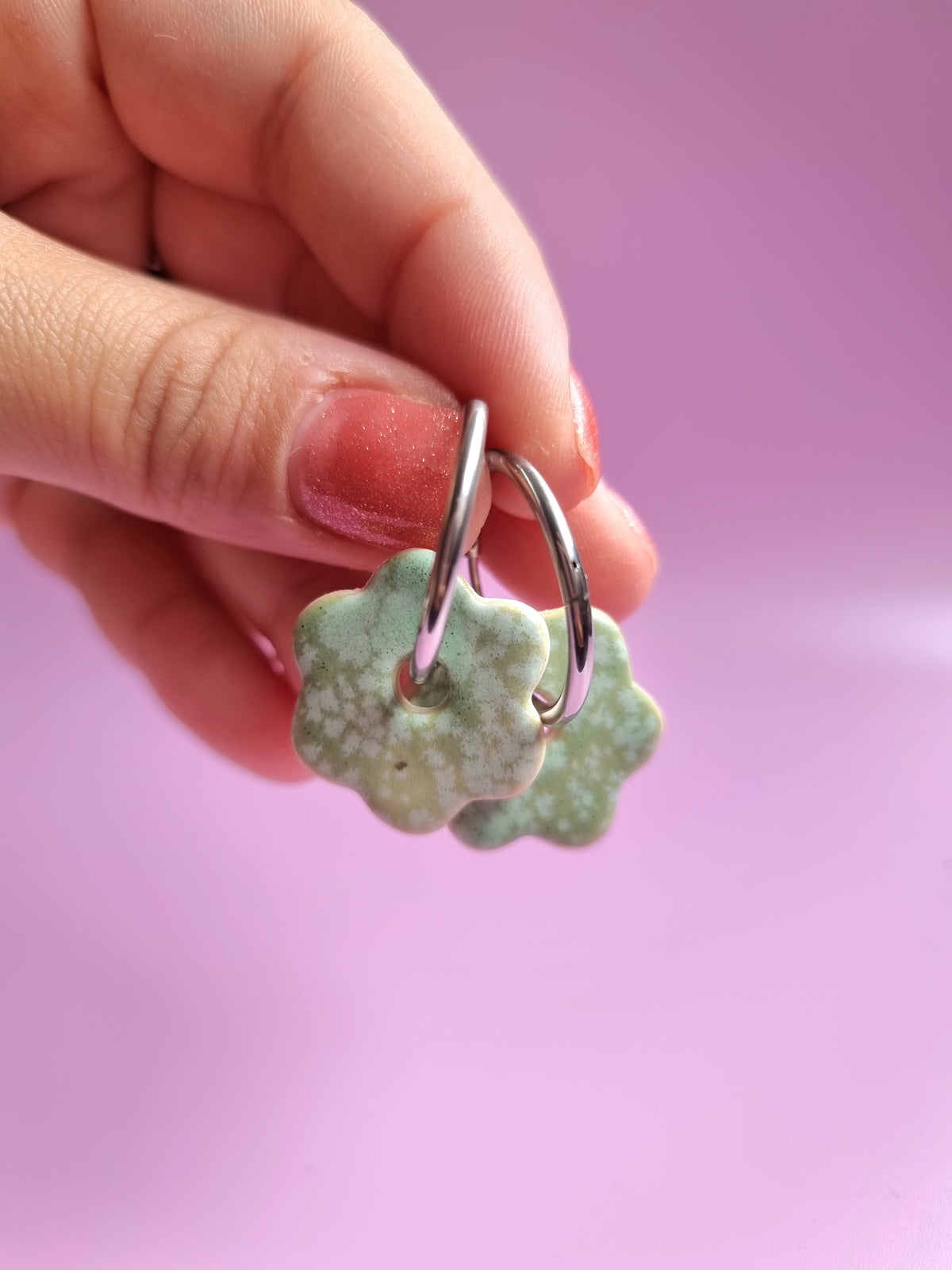 Flower Hoop Earrings - Moss Pond