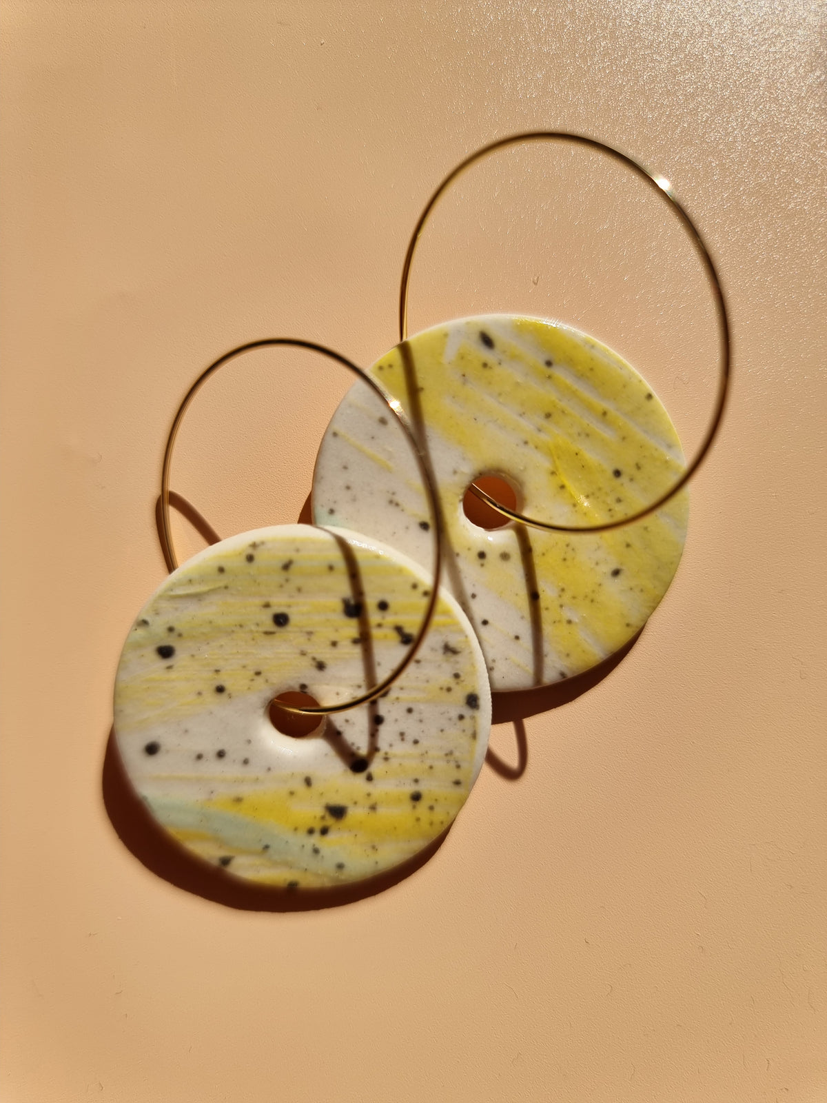 Lemon Sherbert Large Disc Earrings