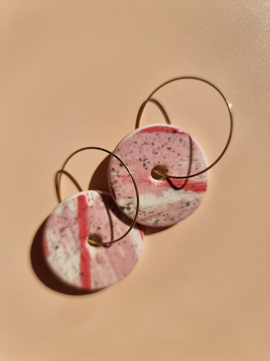 Strawberry Kisses Large Disc Earrings