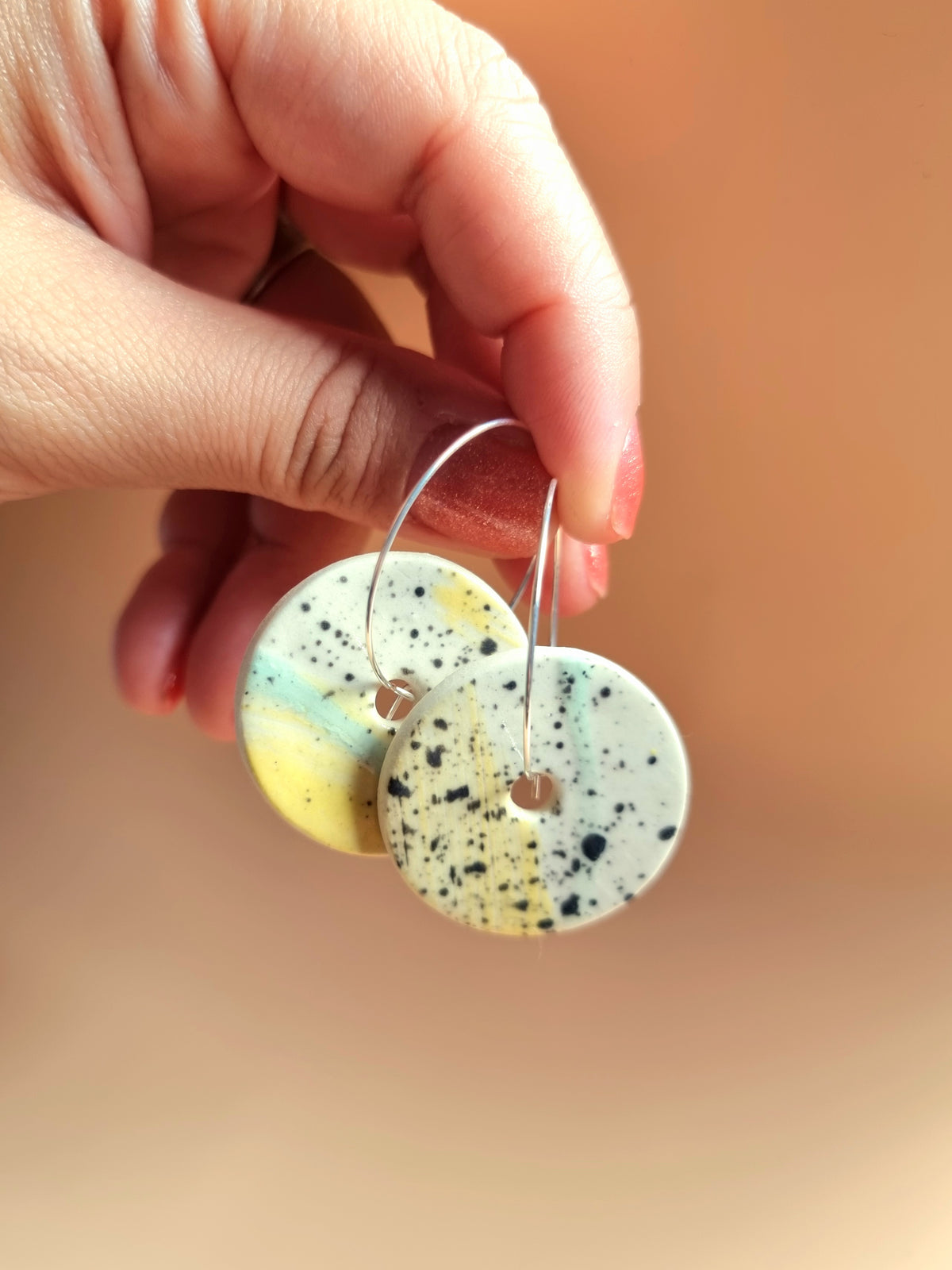 Lemon Sherbert Large Disc Earrings