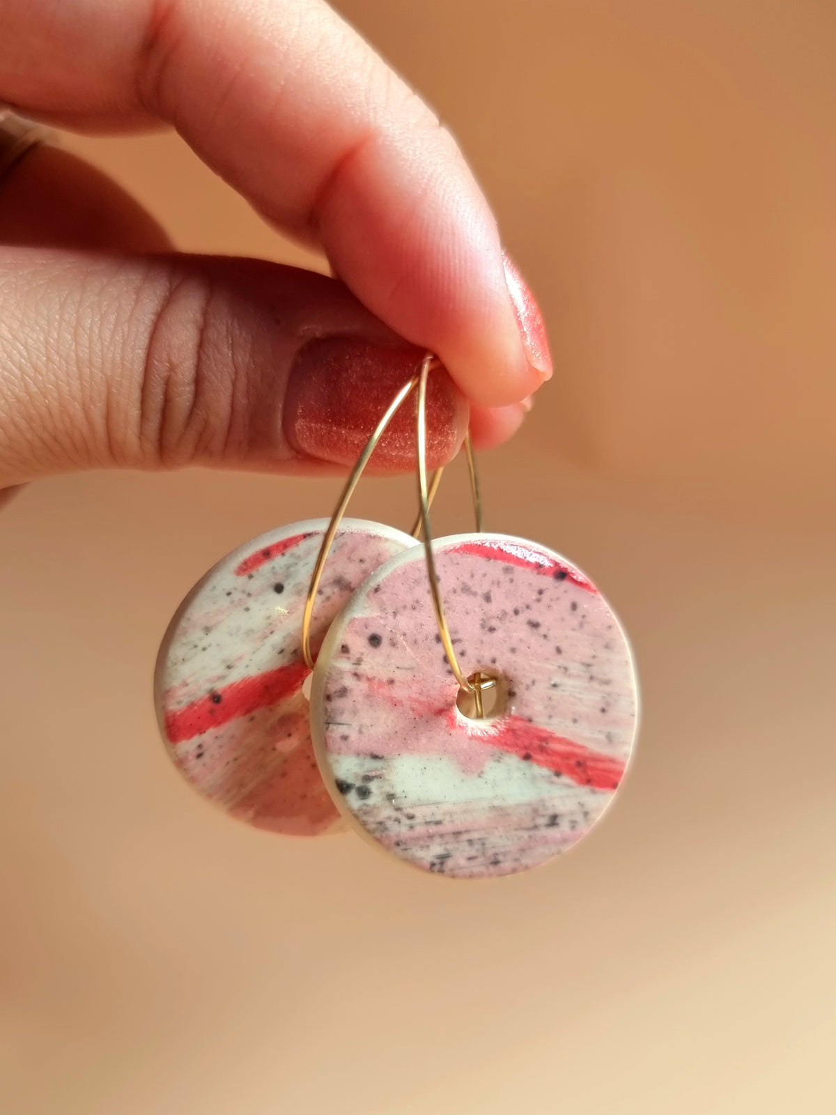 Strawberry Kisses Large Disc Earrings