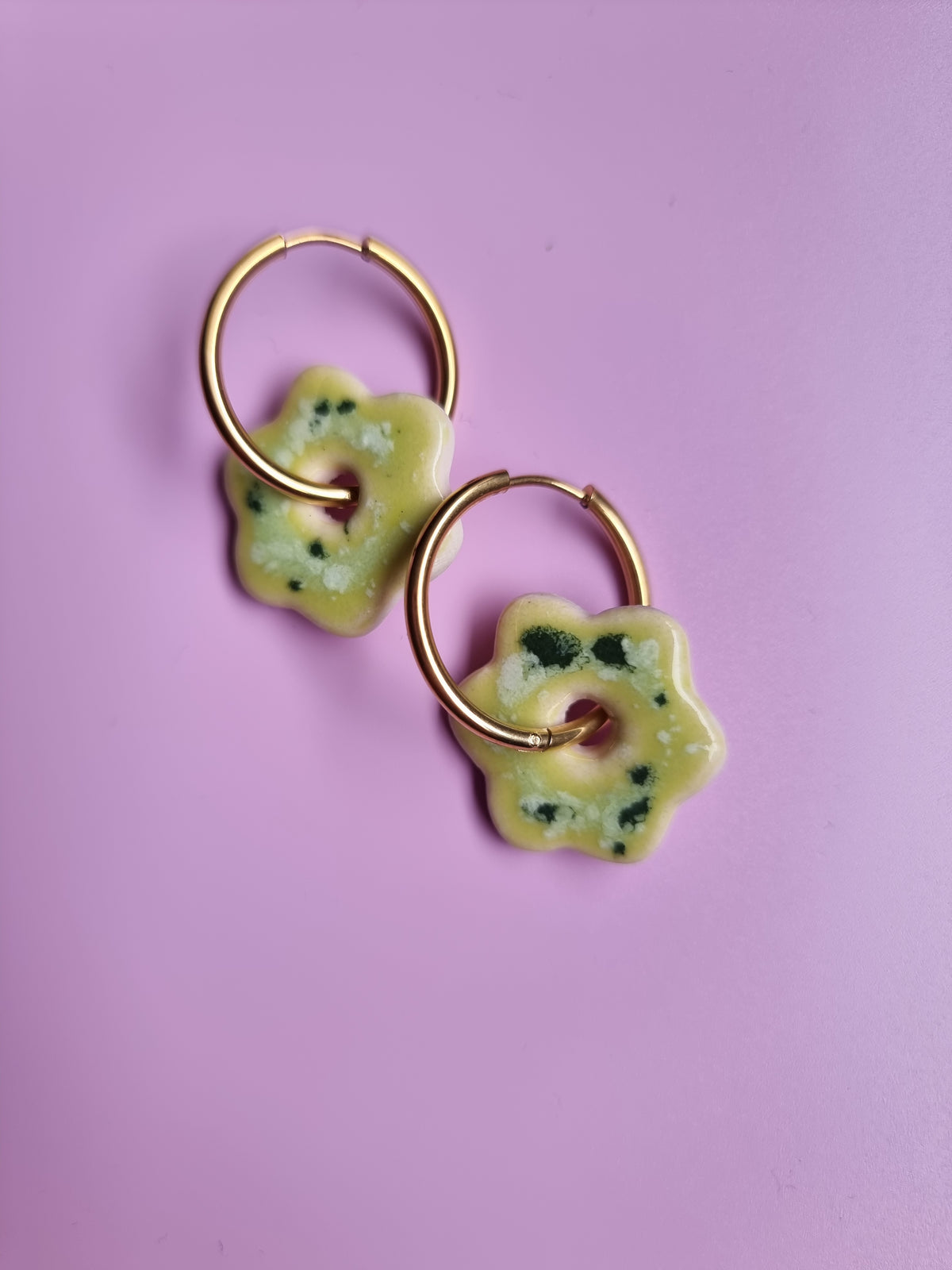 Flower Hoop Earrings - Watermelon Lime