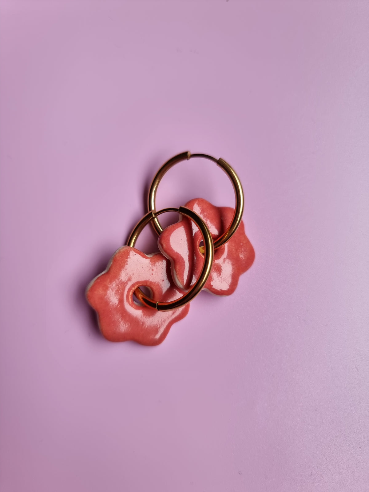 Flower Hoop Earrings - Watermelon