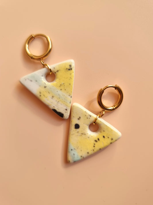 Lemon Sherbert Triangle Earrings